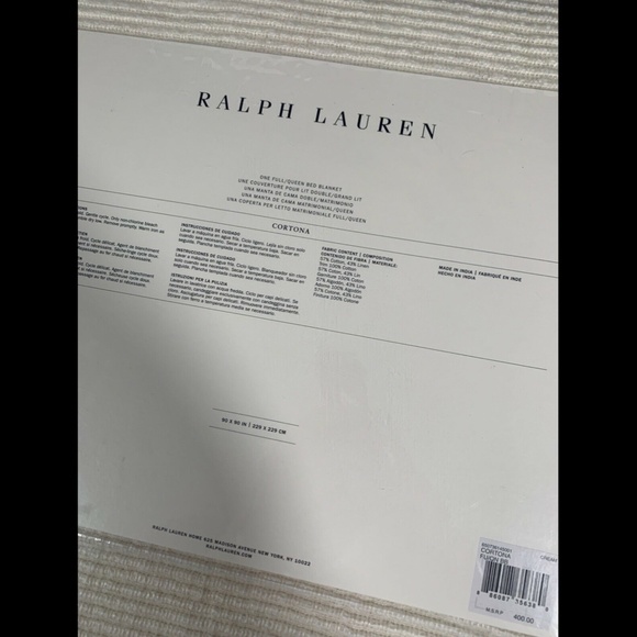 NIB Ralph Lauren Cortona Bed Ribbed Knit Blanket in Cream [SZ Queen ]‎ - Picture 4 of 12
